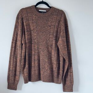 Geoffrey Beene Classics Brown Marled Cable Knit Sweater Men’s Size Medium